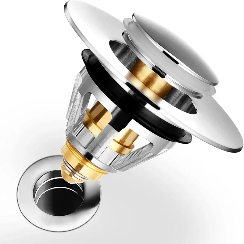 Description Picture 5 of itemCopper Bouncing Core Filter Cover with Basket Shower Floor Drain Bathroom Plug Trap Hair Catcher Basin Faucet Accessories