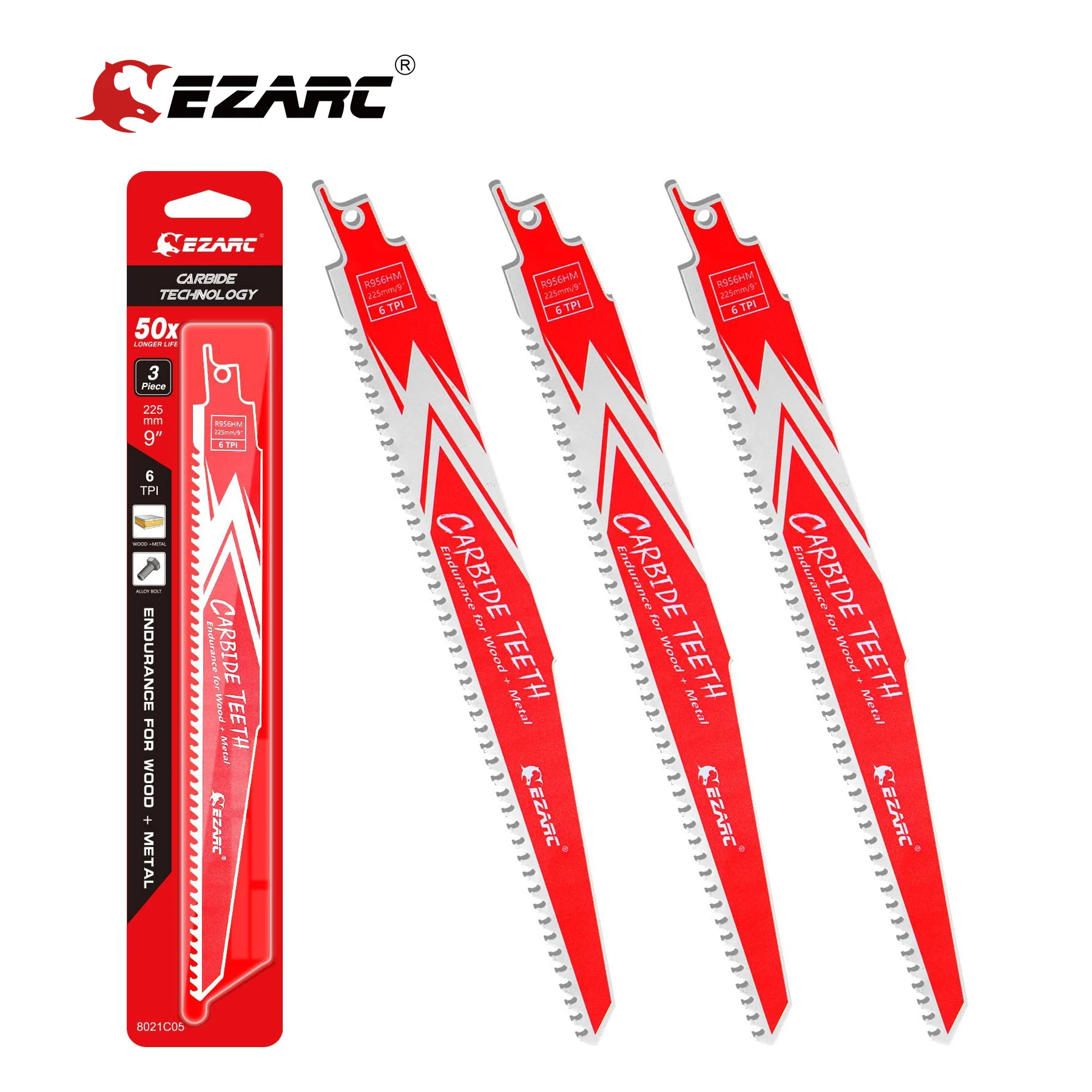Ezarc 3pc Carbide Reciprocating Saw Blade Endurance For Hard Wood And