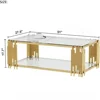 Glass Coffee Table Modern Living Room Table Gold Stainless Steel Metal Leg 51" Rectangular Clear Tempered Glass Center Table 2