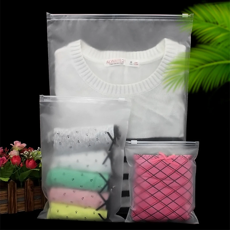 20 pieces double thick Ziplock Plastic Bags For Clothes Shopping Bags  Transparent Zip Lock Clothes Packaging Bags With Zip Lock