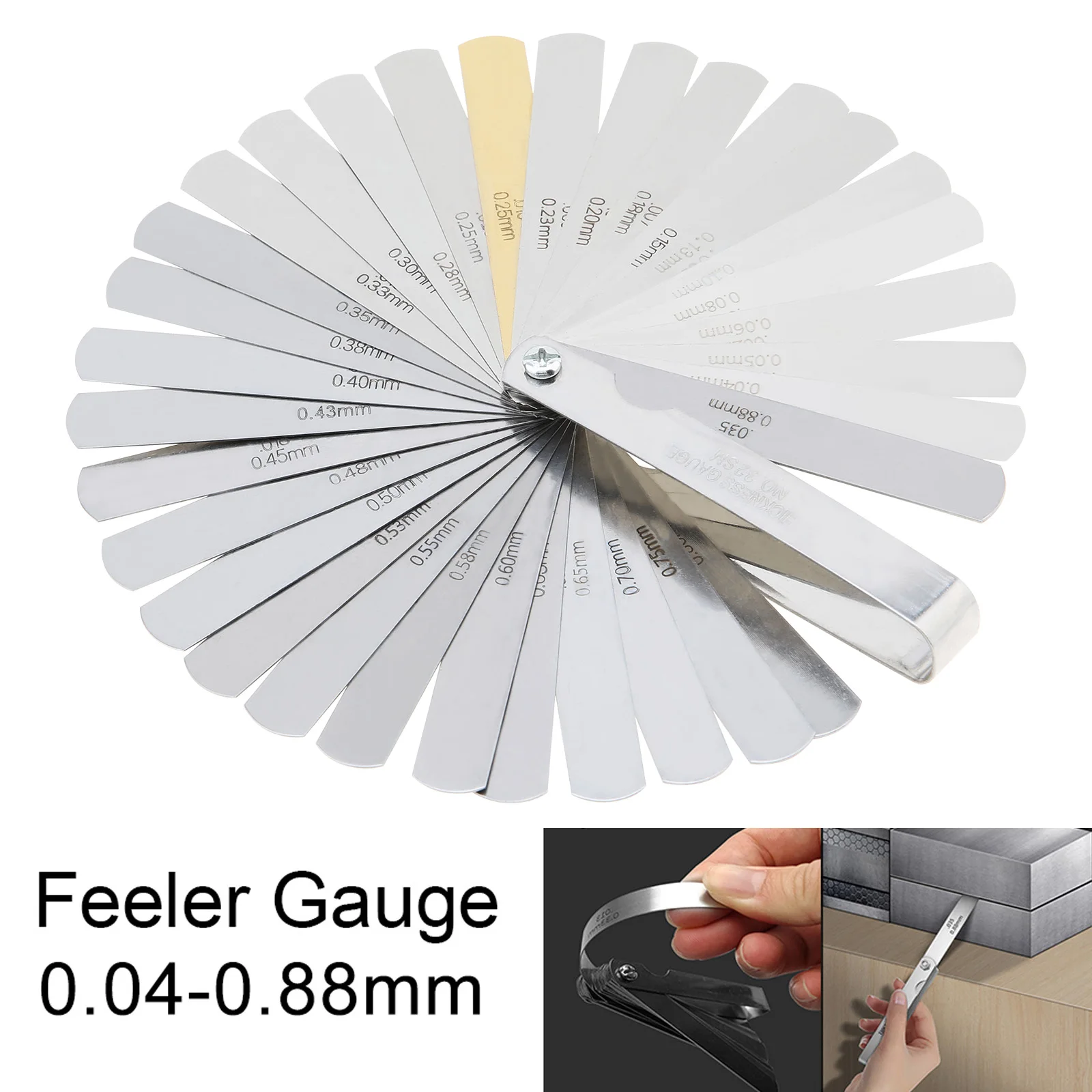 32 Blades Feeler Gauge Metric Gap Filler Gauge 0.04-0.88mm Stainless Steel High Precision Thickness Measurement Tool feeler gauge