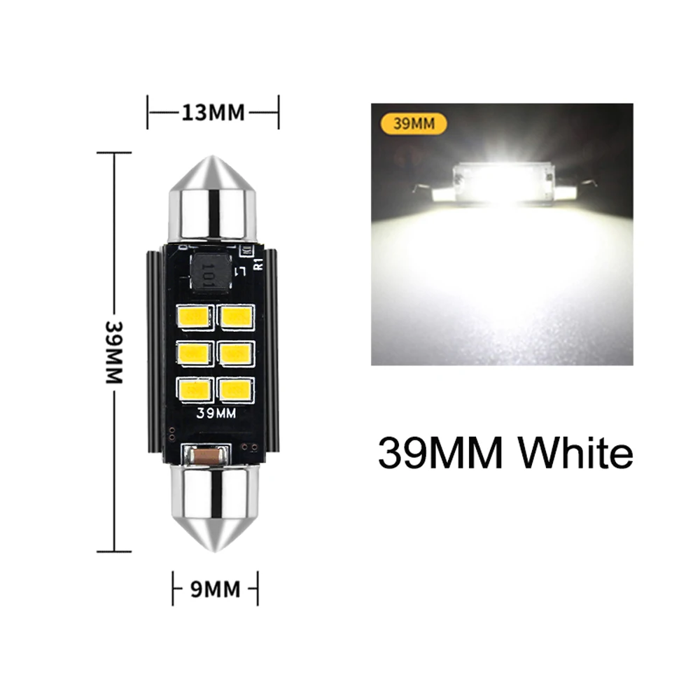 thumbnail image 1 of 2/4 piezas de 31 mm, 36 mm, 39 mm, 41 mm, luz de festón C5W, lámpara de señal LED CSP 1860 6SMD, bombilla Canbus C10W, luz de lectura interior para coche, 1 of 5