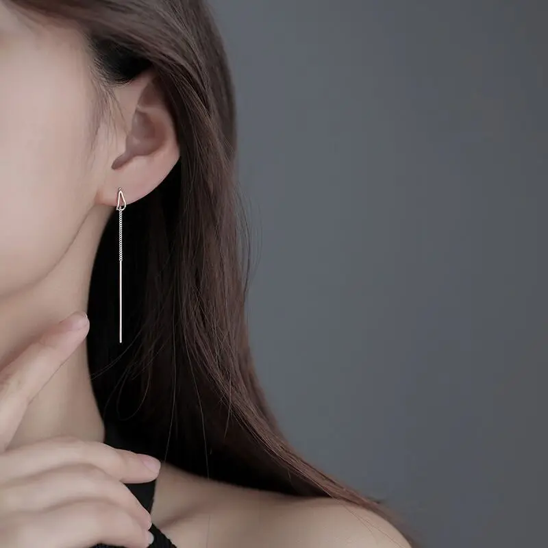 Fashion Box Chain Tassel Drop Earrings for Women Long Dangle Earring Piercing Line Accessories Thin Mini Trendy Ear Jewelry