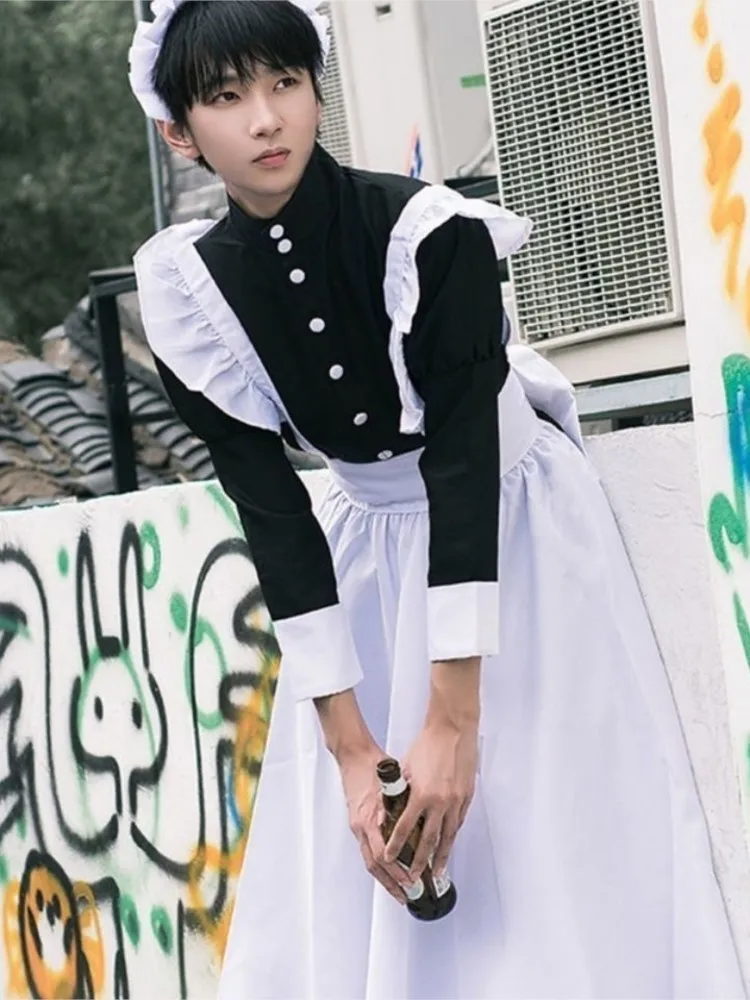 Maid Outfit Men Wear Cosplay Cute Japanese Lolita Dress Anime Maid Outfit Loli Black Dress Lolita Kawaii Gothic lolita cosplay costumes