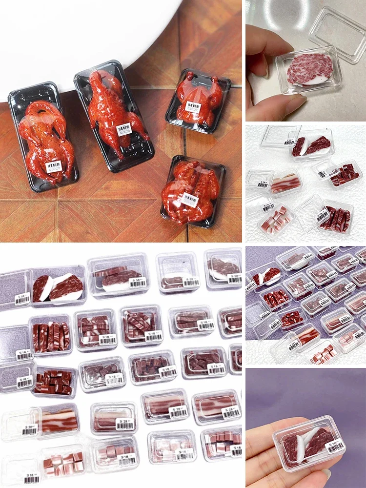 Miniature Clay Meat Box Decoration Diy Handmade Pork and Beef Box Mini Turkey Doll House Mini Kitchen Food Doll Accessories 12grid soft pottery halloween pumpkins clay sequin filler for diy nail art epoxy resin mold filling decoration accessories craft