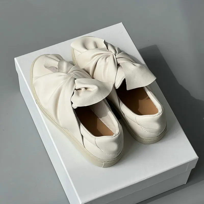 

Pleated Design Round Toe Platform Solid Shoes Sewing Decoration Flat With Heels Concise Style Zapatos Elegantes de Vestir Para