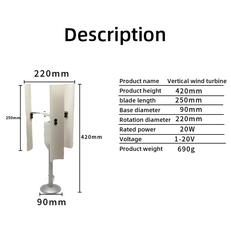 DIY Vertical Axis Wind Turbine Model - Three-Phase Permanent Magnet Generator Windmill Toy for Night Lights Display