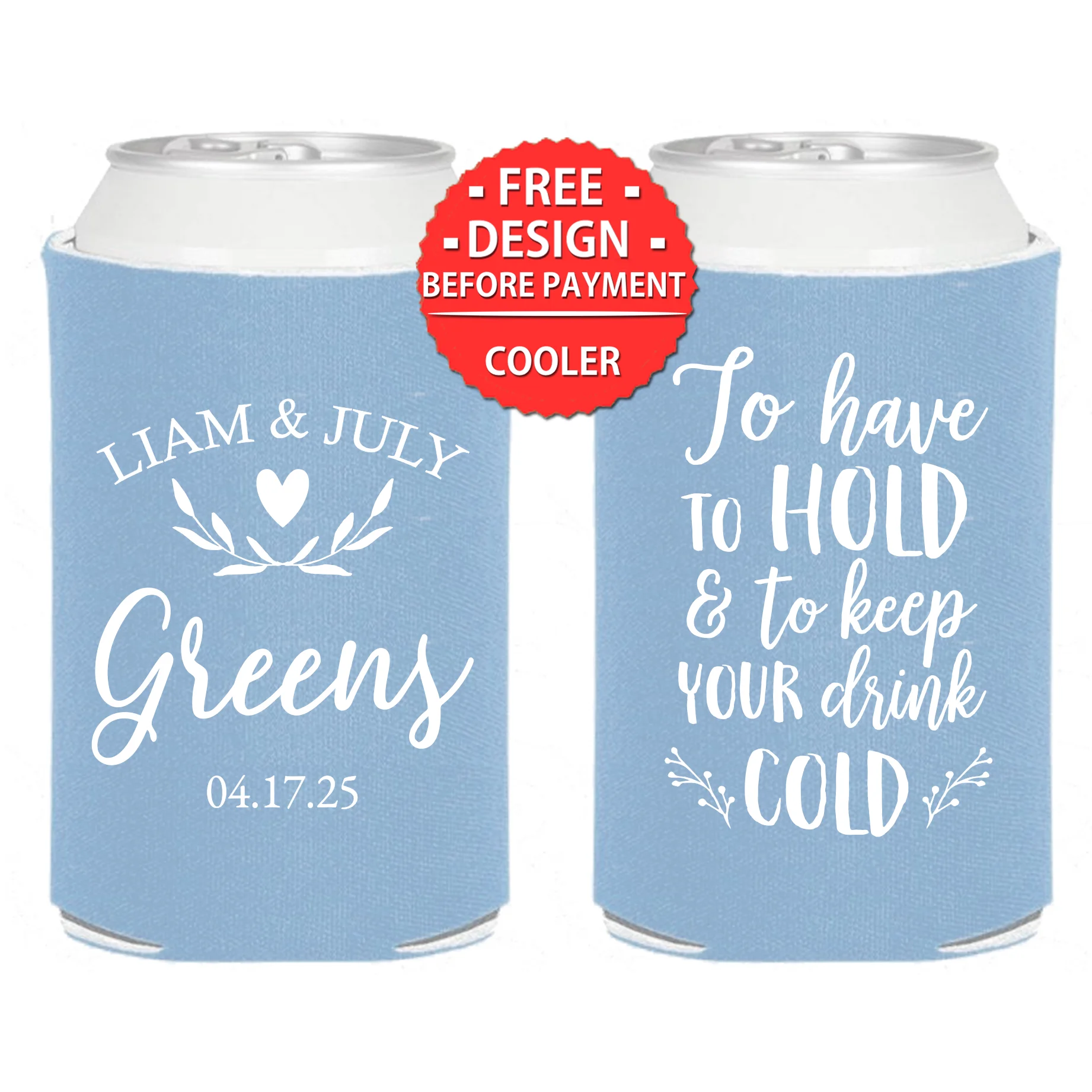 

Personalized Neoprene Wedding Can Cooler | Special Gifts For Wedding | Customized Wedding Favors | Wedding Reception