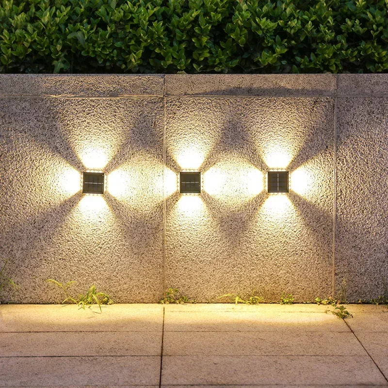 Description Picture 4 of itemLED Solar Wall Lamp Four Sides Spotlight Outdoor Waterproof Up and Down Luminous Sunlight Light Garden Yard Fence Decor Lamps