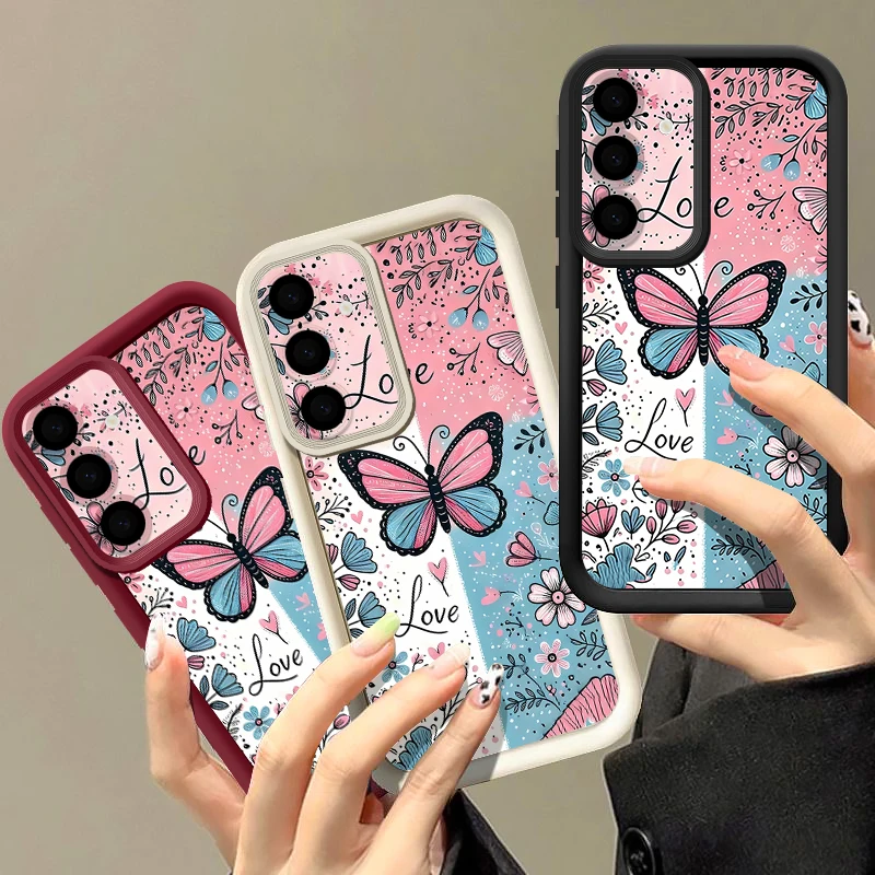 Blue Pink Butterfly Floral Phone Case