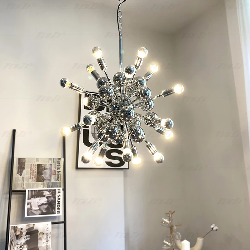 

Nordic Art Spherical Glass LED Chandelier Modern Glass Ball LOFT Chandelier Living Room Model Room E27 Chrome Chandelier Lamp
