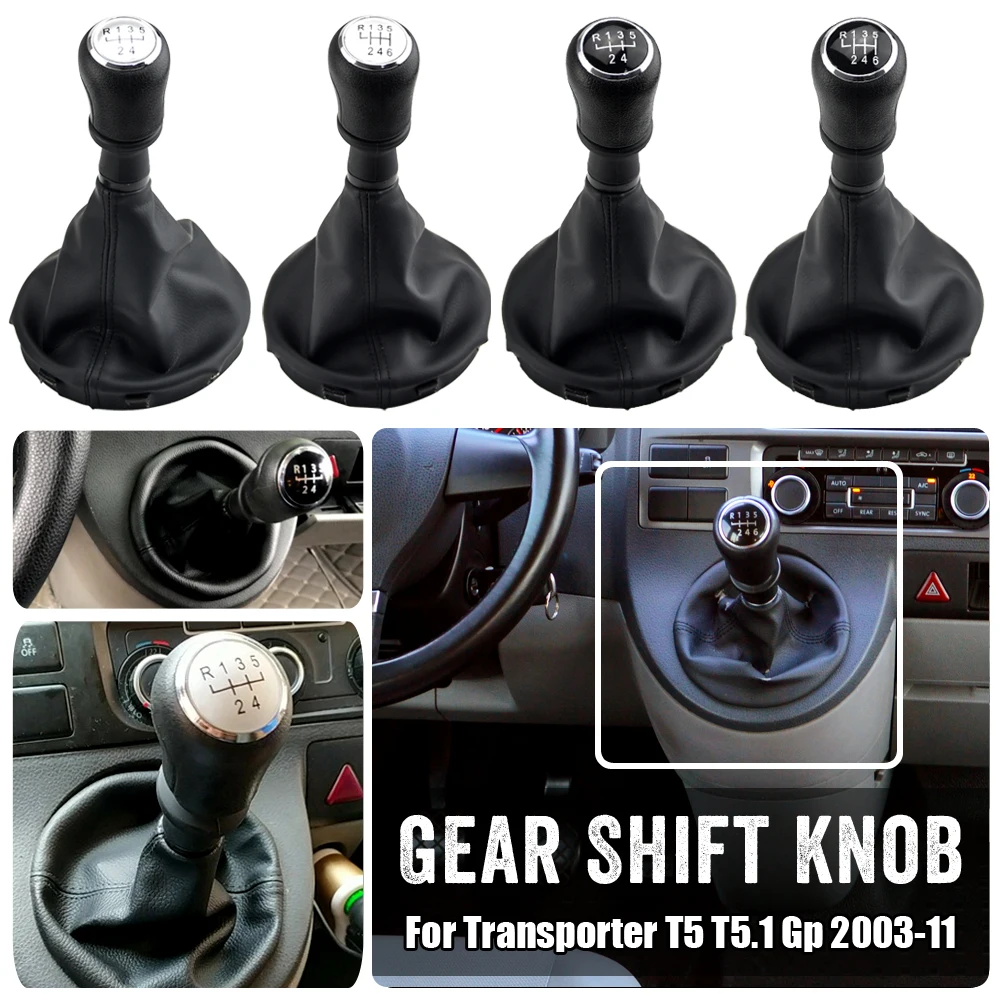 5/6 Speed Gear Stick Pomello Del Cambio Telaio Stivali Neri Per Vw Transporter T5 T6Per Vw Transporter T5 T5.1 Gp 2003-2011 T6