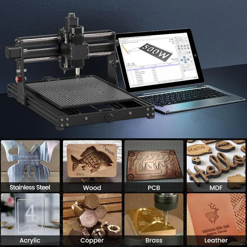 MYSWEETY CNC Router Machine, 4030 PRO Wood Router 500W Spindle for Metal Carving Acrylic PVC PCB Plastic Wood, GRBL Control
