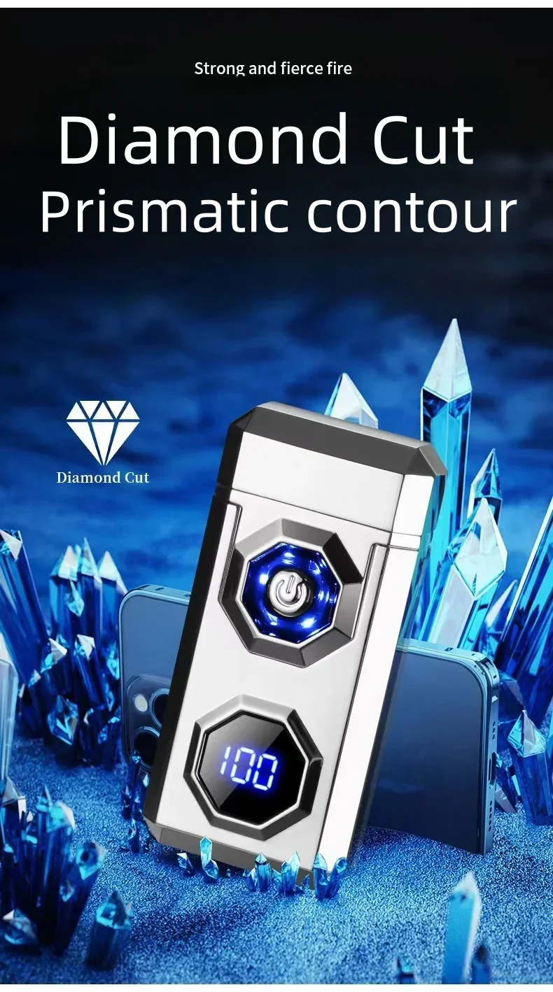 Description Picture 4 of itemMetal High Power Windproof Arc Charging USB Lighter Outdoor Strong Light Large Capacity Battery Level Display Electric Lighters