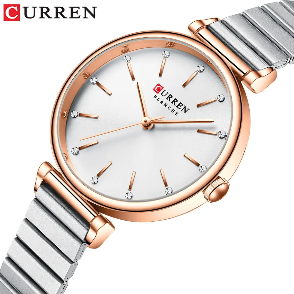 CURREN 9081 Women Quartz Watch Round Silvery Golden Clock Simple Fashion Casual Wristwatch for Ladie 2