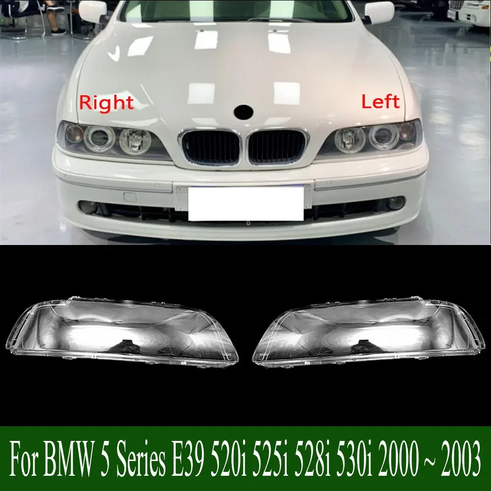 For BMW 5 Series E39 520i 525i 528i 530i 2000 ~ 2003 Headlight Cover Headlamp Shell Transparent Lampshade Lens Plexiglass