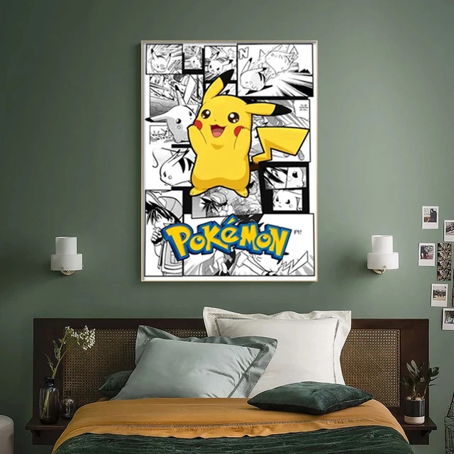 FyfB-3129 Affiche de Pokemon accessoires de chambre enfant peinture sur  toile Pikachu décor artistique mural imprim (Sans cadre) - Cdiscount Maison