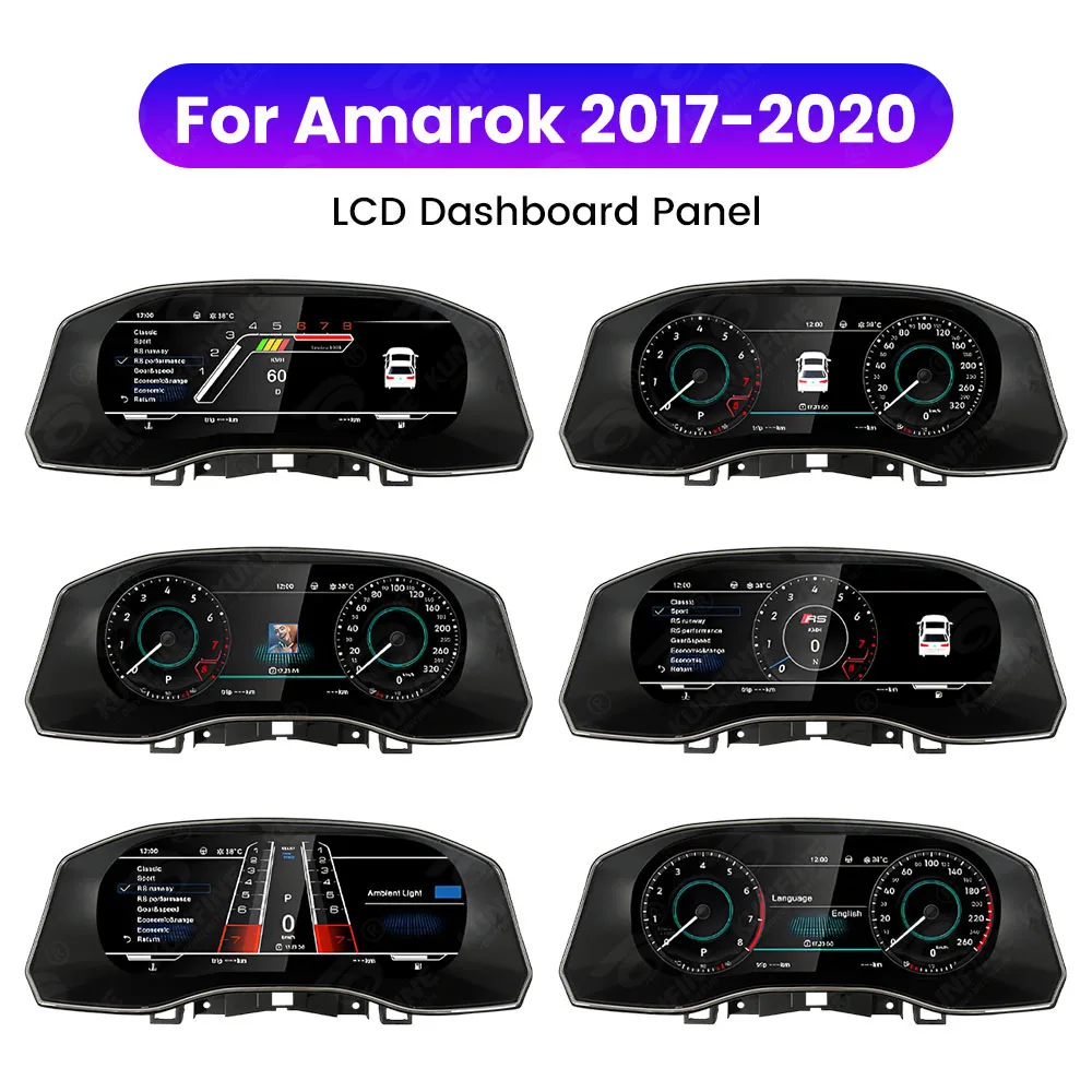 Grupo Digital LCD de 12,3 pulgadas para Volkswagen Amarok 2017-2020, grupo de instrumentos virtuales, velocímetro, medidor de cabina 1
