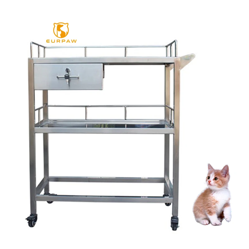 

EURPET Medical Hospital Emergency Trolley Crash Cart Multi Shelf Stainless Steel