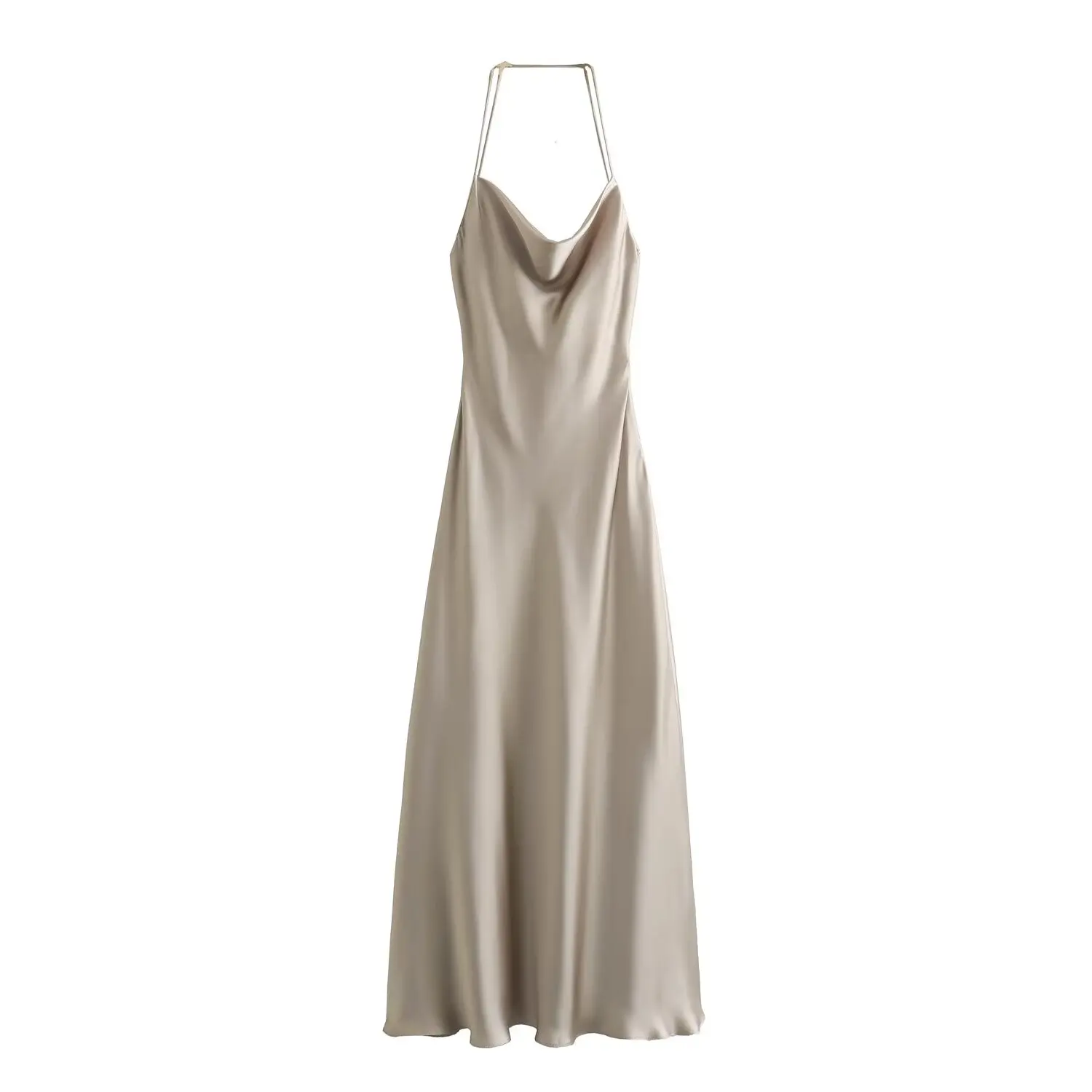 TAOP&ZA Women's 2025 Spring New Sexy Backless Slim Satin Lingerie Dress 8937361 4
