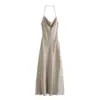 TAOP&ZA Women's 2025 Spring New Sexy Backless Slim Satin Lingerie Dress 8937361 4