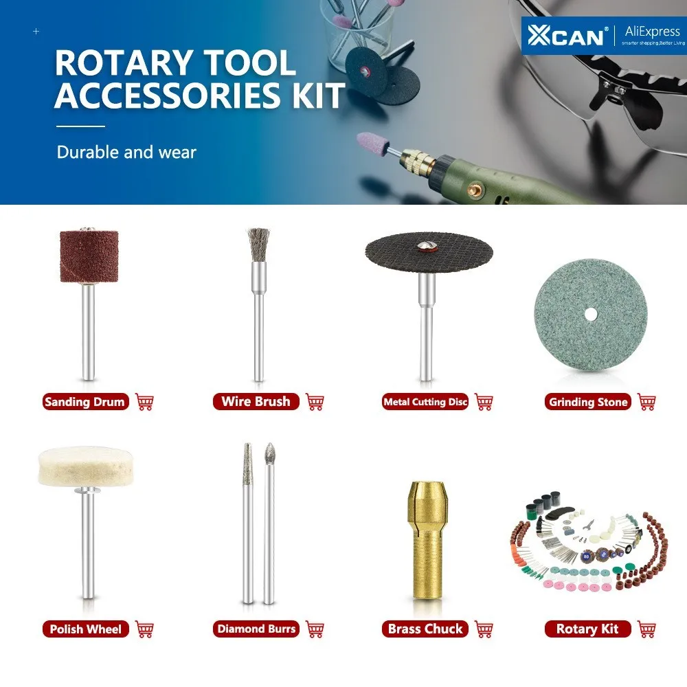 XCAN 242 stücke Power Werkzeuge Dreh Werkzeug Zubehör Set Passt Dremel Bohrer Schleifen Polieren Zubehör Mini Sägeblatt Schleif Werkzeug – Detail 1