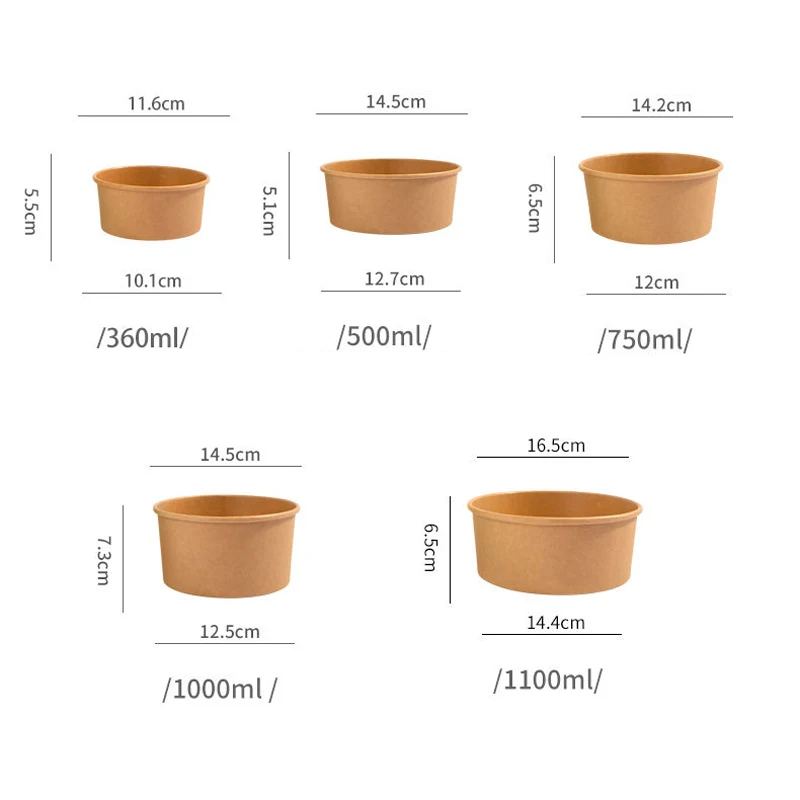 20Pcs Disposable Round Paper Lunch Box with Lid, Eco-Friendly Bento Food Storage Contai... - SKU RPLB1614 - UGI Packaging