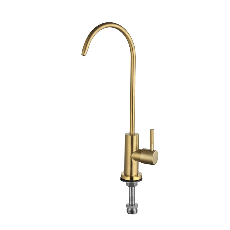 Stainless Steel Gold Brushed Purified Kitchen Sink Faucet Deck-Mounted Rotating Drinking Cold Water Tap G1144