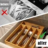 Bamboo Cutlery Silverware Tray Divider Storage Tray Rack Storage Box 5 Compartment Tray Kitchen Drawer Storage Rack 4