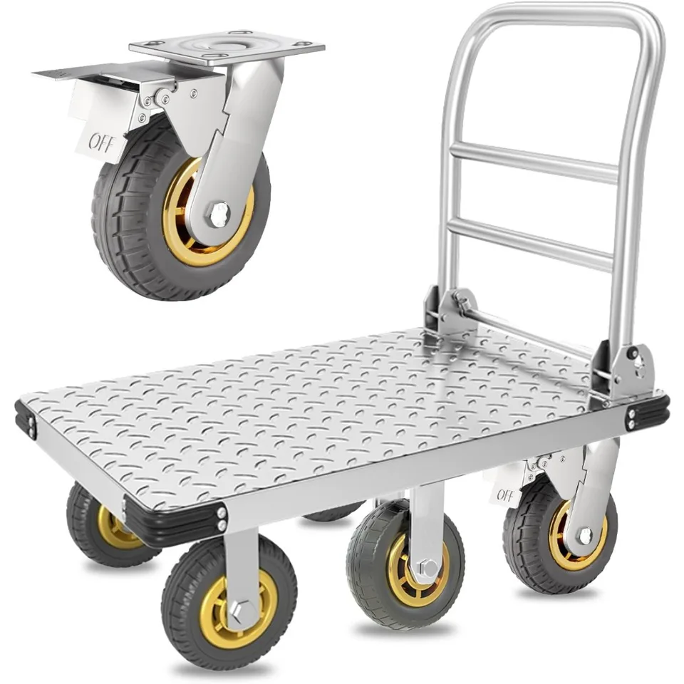 Heavy Duty Foldable Platform Truck with Swivel Wheels