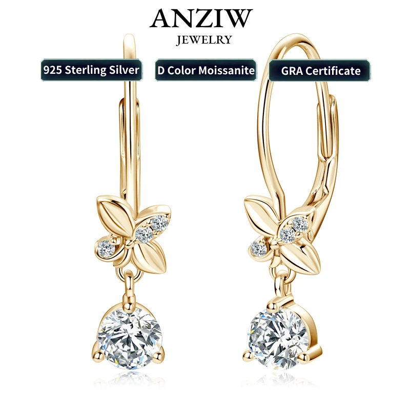 2024 Trend Real 925 Silver 5mm Round Moissanite Drop Clip Earrings for Women Four-leaf Clover Valentine Wedding Jewelry Gift 1 2024 Trend Real 925 Silver 5mm Round Moissanite Drop Clip Earrings for Women Four-leaf Clover Valentine Wedding Jewelry Gift 1