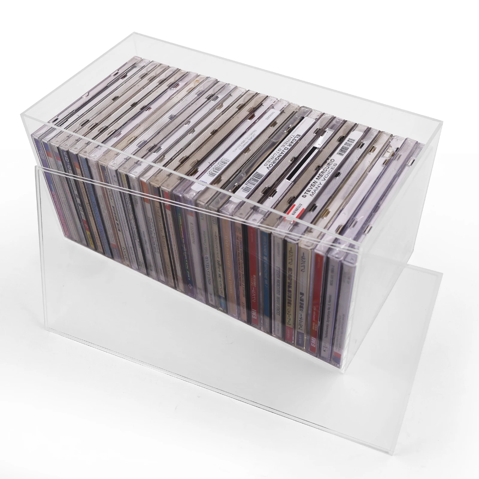 Hot Sale Acrylic CD Storage Box Transparent Plastic DVD CD Organizer Case With Lid Dustproof Stackable Shelf Practical Container