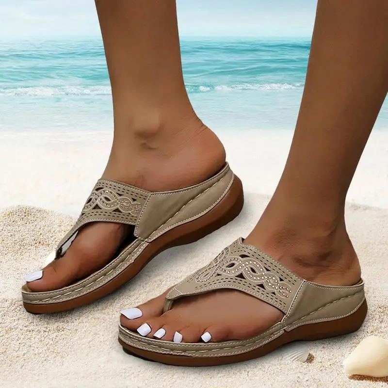 Womens Orthopedic Sandals Orthopedic Flip-Flops With Arch Support Thick Sole Slippers Non-Slip For Daily Wear Beach 4