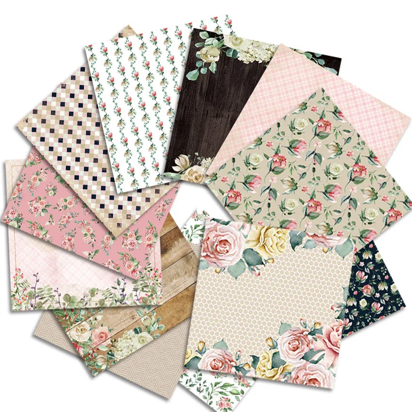 24Sheets/Set Vintage Flower Material Ppaper DIY Scrapbooking Journal Base Collage Photo Props Gift Wrapping Decoration Paper