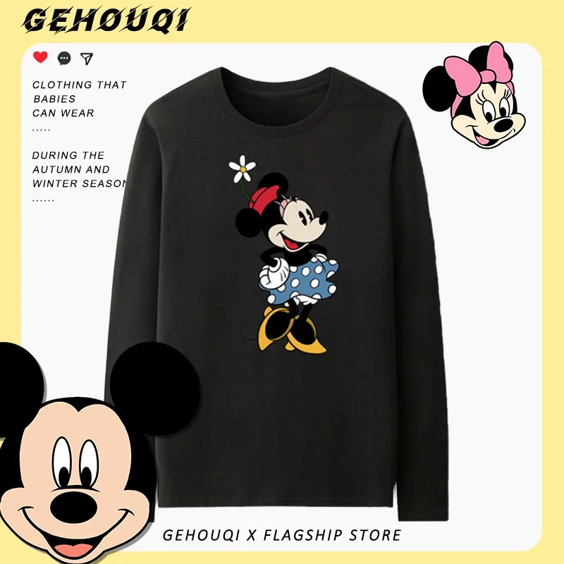 

Disney Mickey Minnie T-shirt Male Long Sleeve Spring Animation Two Yuan Couple Dress Autumn Mickey Mouse Clothes