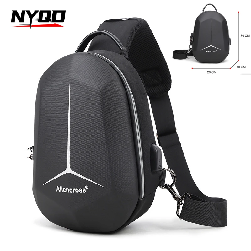 

Motorcycle Bag Backpack Carbon Fiber Waterproof Reflective Messenger Bag Multifunctional Chest Bag Portable Charging USB