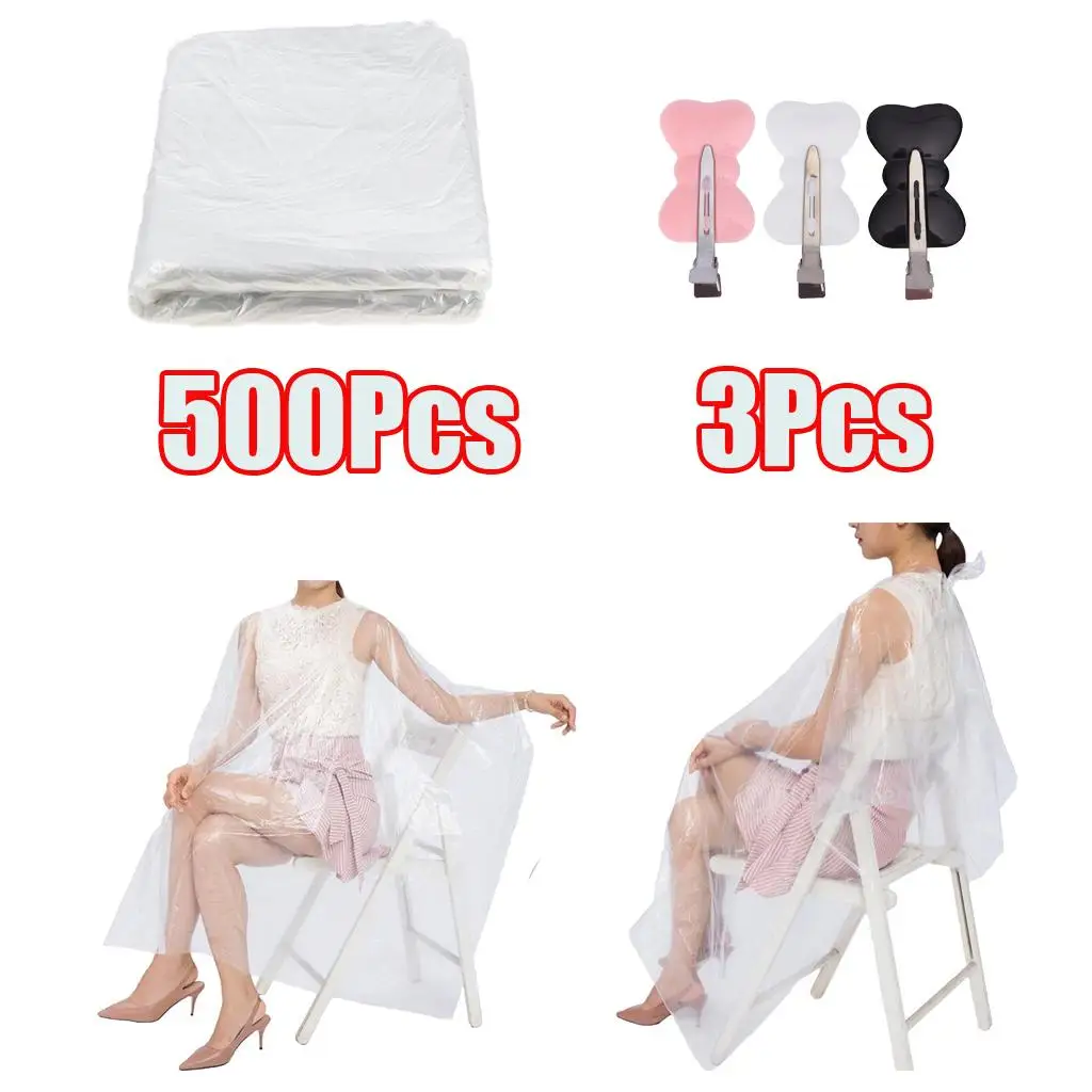

500pcs 25x33 in. Disposable Hair Cutting Capes & 3xClips Salon Gown Apron