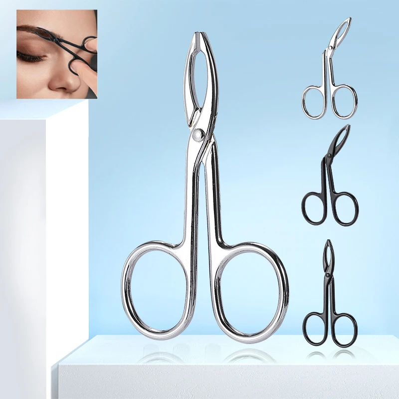 1PC Eyebrow Tweezers Scissor Handle Flat Straight Tip Hair Plucker Stainless Steel Brow Tweezers Slanted Tip Shaped Eyebrow Clip