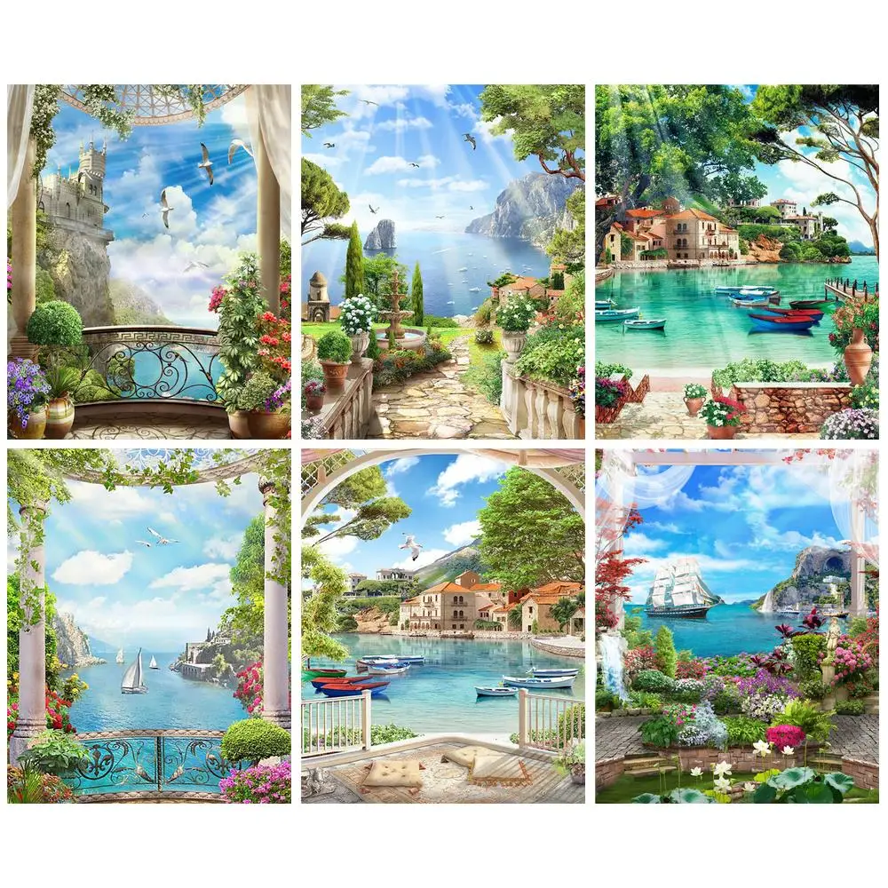 

CHENISTORY 60x75cm Paint By Numbers Window Scenery DIY Oil Painting By Numbers On Canvas Number Painting For Home Decor