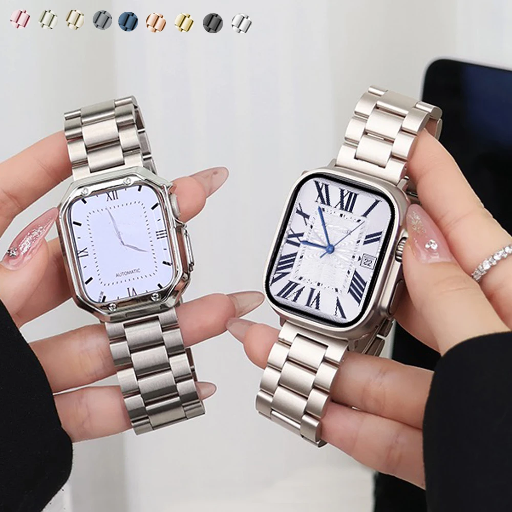

Браслет из нержавеющей стали для Apple Watch 8 7 41 мм 45 мм Ultra 49 мм 40 мм 44 мм, металлический браслет для iWatch Series 8 6 3 4 5 se 38 мм 42 мм