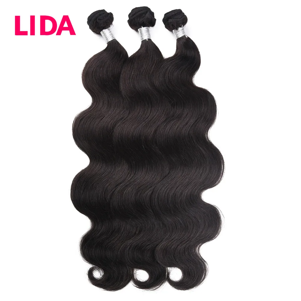 Lida Human Hair Body Wave Non-remy Chinese Hair Extensions 12-24inch Three Bundles Deal Wave Pieces