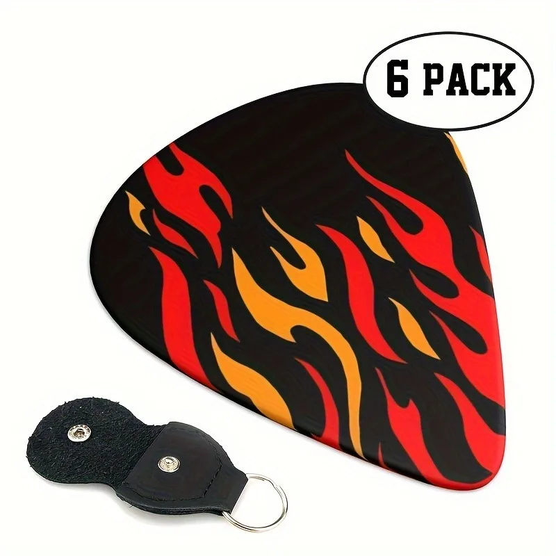 Original Sound Guitar Picks Double-Sided Printed Ukulele Guitar Finger Shrapnel Keychain Holster Gift For Music Lovers 6 Pcs