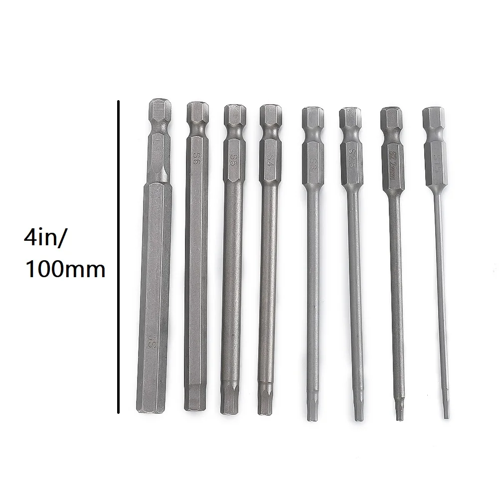 

8pcs Drill Bit Set Hex Head Wrench Screwdriver Socket 1/4 Shank Metric 100mm Screw Driver Bit Set Power Driver Tool