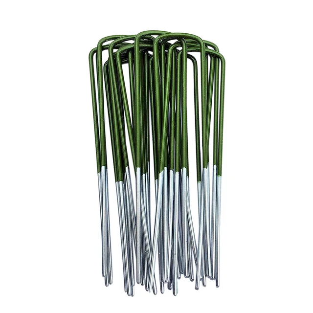 Fél Zöld Gyepcsap U Alakú 150X25X3 Mm -Es Rögzítő Nagy Teherbírású Erős Univerzális Betét, Mártasított Végű Mesterséges Fű Gyeptel - Image 6