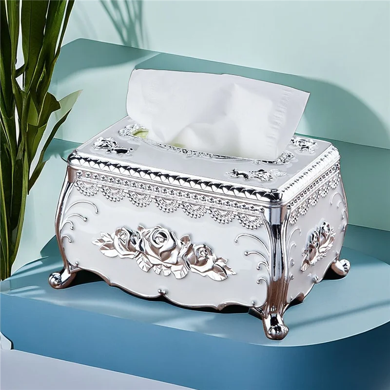 1Pcs gold storage tissue box Nordic style light luxury gilded decorative storage box suitable for living room/bathroom cabinets 2