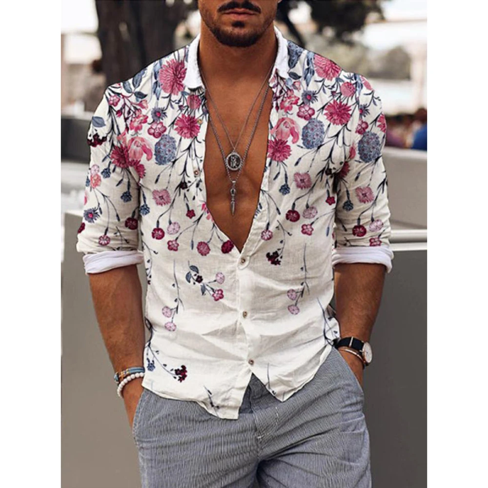 Florals Palm Tree Colors 3D All Over Printed Hawaiian Casual Button Up Dress  Shirts Full Sleeve Office Streetwear Men Clothing|Casual Shirts| -  AliExpress