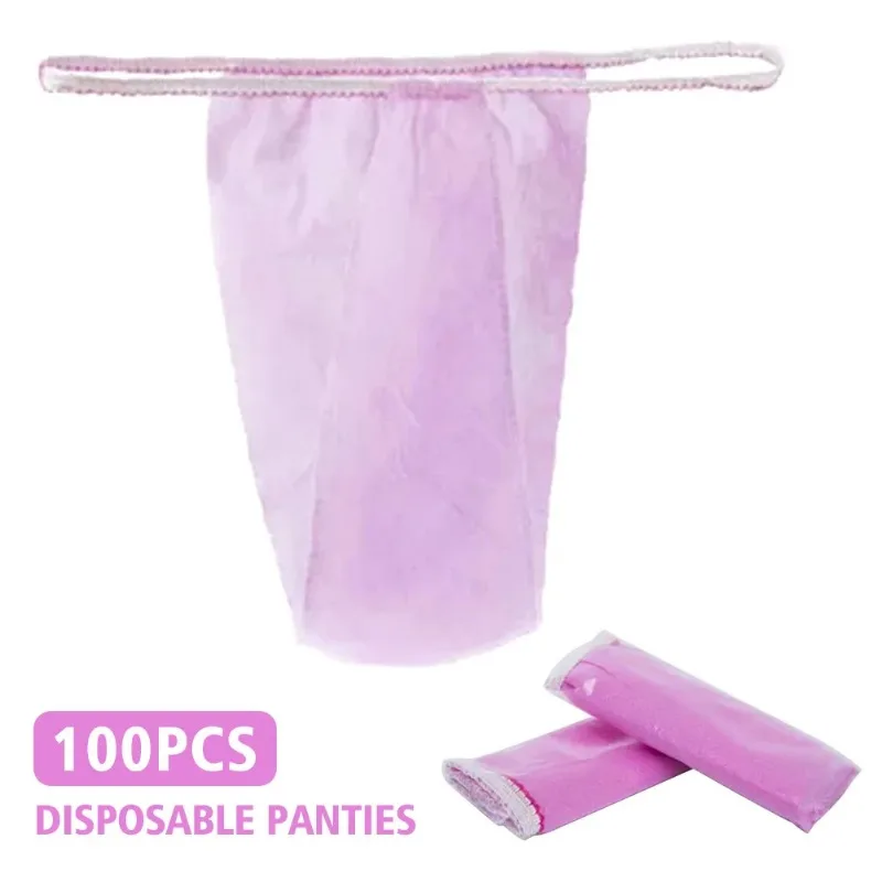100pcs Soft Non Woven Fabrics For Women Spa Portable Disposable Panties T Thong Breathable With Elastic Waistband Underwear 3