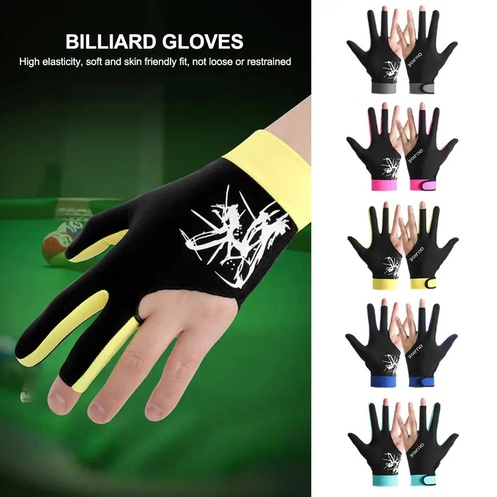1pcs Snooker Gloves Dual Color Assembly Design Elastic Anti Billiard Wear-resistant Slip Gloves Breathable And N0M7