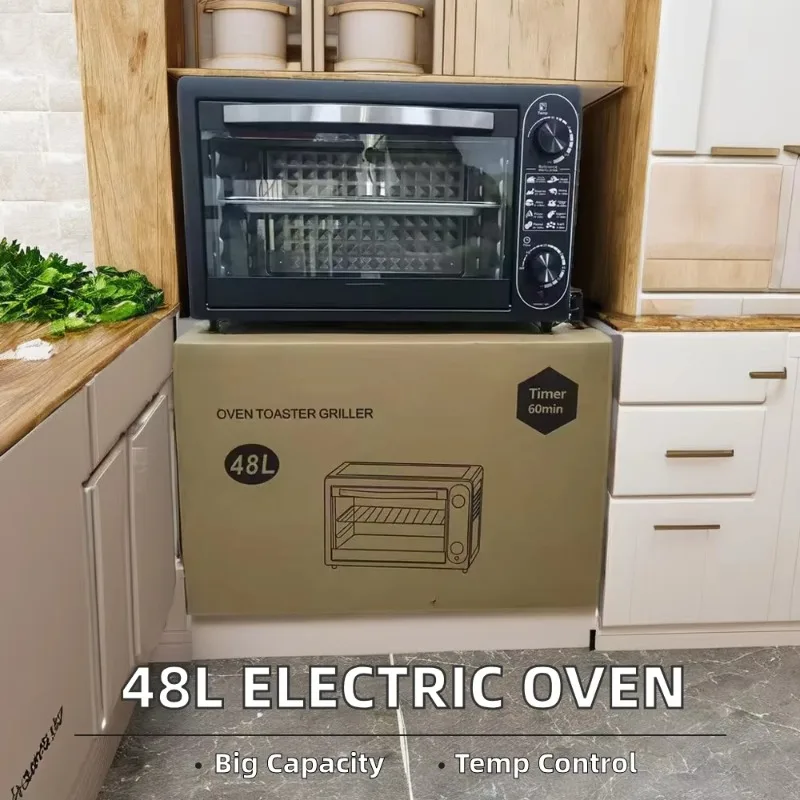 New Design 48L Electric Convection Oven Big Capacity Stainless Steel Pizza Oven for Baking for Home Kitchen Use 2