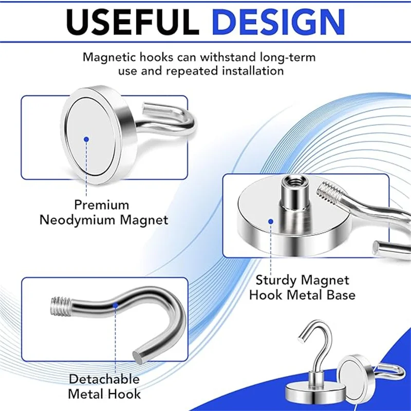 Heavy Duty Magnet Hooks,D25mm-Strong Magnetic Hooks for Cruise Cabins, Metal Magnetic Grill Hooks for Hanging, Magnets with Hook